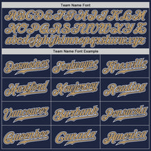 Load image into Gallery viewer, Custom Navy Old Gold-White Authentic Gradient Fashion Baseball Jersey
