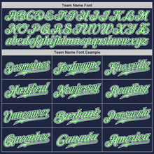 Load image into Gallery viewer, Custom Navy Pea Green-White Authentic Gradient Fashion Baseball Jersey
