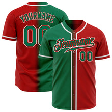 Load image into Gallery viewer, Custom Red Kelly Green-White Authentic Gradient Fashion Baseball Jersey
