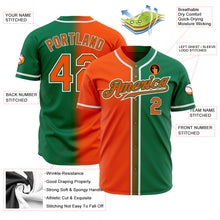 Load image into Gallery viewer, Custom Kelly Green Orange-White Authentic Gradient Fashion Baseball Jersey
