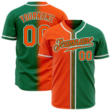 Load image into Gallery viewer, Custom Kelly Green Orange-White Authentic Gradient Fashion Baseball Jersey
