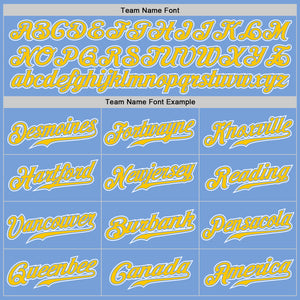 Custom Light Blue Yellow-White Authentic Gradient Fashion Baseball Jersey