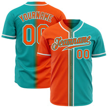 Load image into Gallery viewer, Custom Aqua Orange-White Authentic Gradient Fashion Baseball Jersey
