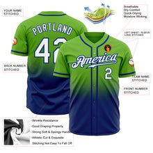 Load image into Gallery viewer, Custom Neon Green White-Royal Authentic Fade Fashion Baseball Jersey
