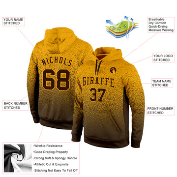 Custom Stitched Gold Brown Fade Fashion Sports Pullover Sweatshirt Hoodie
