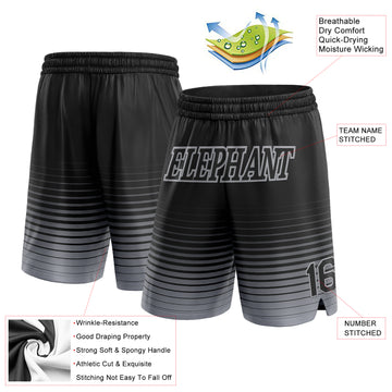 Custom Black Gray Pinstripe Fade Fashion Authentic Basketball Shorts