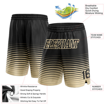 Custom Black Cream Pinstripe Fade Fashion Authentic Basketball Shorts