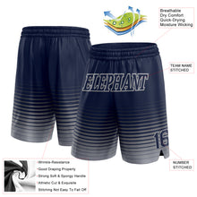 Load image into Gallery viewer, Custom Navy Gray Pinstripe Fade Fashion Authentic Basketball Shorts
