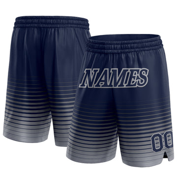 Custom Navy Gray Pinstripe Fade Fashion Authentic Basketball Shorts