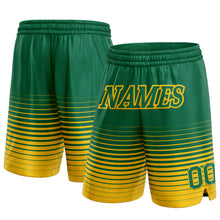 Load image into Gallery viewer, Custom Kelly Green Yellow Pinstripe Fade Fashion Authentic Basketball Shorts
