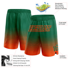 Load image into Gallery viewer, Custom Kelly Green Orange Pinstripe Fade Fashion Authentic Basketball Shorts
