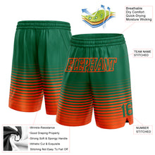 Load image into Gallery viewer, Custom Kelly Green Orange Pinstripe Fade Fashion Authentic Basketball Shorts

