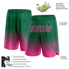 Load image into Gallery viewer, Custom Kelly Green Pink Pinstripe Fade Fashion Authentic Basketball Shorts
