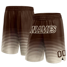 Load image into Gallery viewer, Custom Brown Cream Pinstripe Fade Fashion Authentic Basketball Shorts
