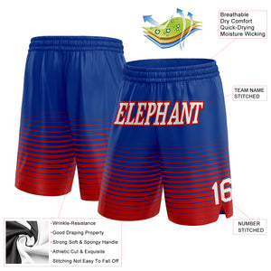 Custom Royal White-Red Pinstripe Fade Fashion Authentic Basketball Shorts