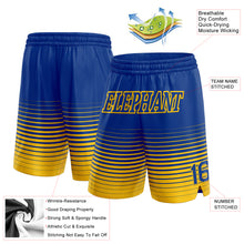 Load image into Gallery viewer, Custom Royal Yellow Pinstripe Fade Fashion Authentic Basketball Shorts
