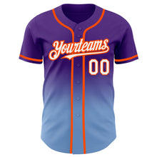 Load image into Gallery viewer, Custom Purple White Light Blue-Orange Authentic Fade Fashion Baseball Jersey
