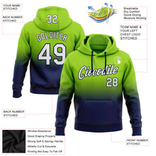 Load image into Gallery viewer, Custom Stitched Neon Green White-Navy Fade Fashion Sports Pullover Sweatshirt Hoodie
