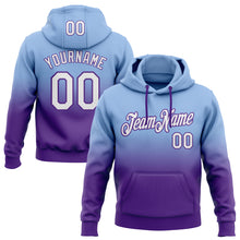 Load image into Gallery viewer, Custom Stitched Light Blue White-Purple Fade Fashion Sports Pullover Sweatshirt Hoodie
