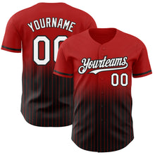 Load image into Gallery viewer, Custom Red Pinstripe White-Black Authentic Fade Fashion Baseball Jersey
