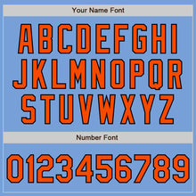 Load image into Gallery viewer, Custom Light Blue Pinstripe Orange-Black Authentic Fade Fashion Baseball Jersey
