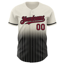 Load image into Gallery viewer, Custom Cream Pinstripe Crimson-Black Authentic Fade Fashion Baseball Jersey
