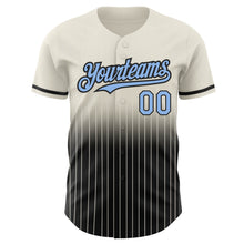 Load image into Gallery viewer, Custom Cream Pinstripe Light Blue-Black Authentic Fade Fashion Baseball Jersey
