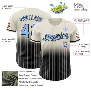 Custom Cream Pinstripe Light Blue-Black Authentic Fade Fashion Baseball Jersey