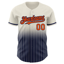 Load image into Gallery viewer, Custom Cream Pinstripe Orange-Navy Authentic Fade Fashion Baseball Jersey
