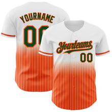 Load image into Gallery viewer, Custom White Pinstripe Green-Orange Authentic Fade Fashion Baseball Jersey
