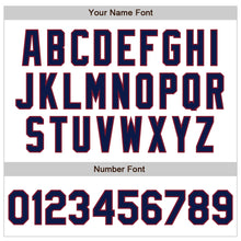 Load image into Gallery viewer, Custom White Pinstripe Navy-Crimson Authentic Fade Fashion Baseball Jersey
