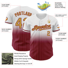 Load image into Gallery viewer, Custom White Pinstripe Old Gold-Crimson Authentic Fade Fashion Baseball Jersey
