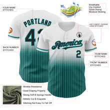 Load image into Gallery viewer, Custom White Pinstripe Black-Teal Authentic Fade Fashion Baseball Jersey
