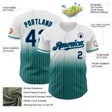 Load image into Gallery viewer, Custom White Pinstripe Navy-Teal Authentic Fade Fashion Baseball Jersey

