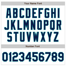 Load image into Gallery viewer, Custom White Pinstripe Navy-Teal Authentic Fade Fashion Baseball Jersey
