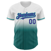 Load image into Gallery viewer, Custom White Pinstripe Purple-Teal Authentic Fade Fashion Baseball Jersey
