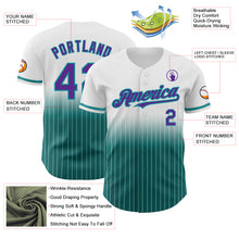 Load image into Gallery viewer, Custom White Pinstripe Purple-Teal Authentic Fade Fashion Baseball Jersey
