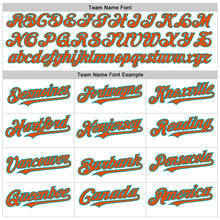 Load image into Gallery viewer, Custom White Pinstripe Orange-Teal Authentic Fade Fashion Baseball Jersey
