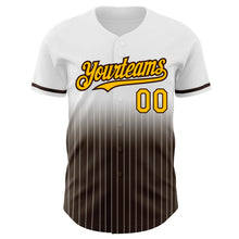 Load image into Gallery viewer, Custom White Pinstripe Gold-Brown Authentic Fade Fashion Baseball Jersey
