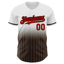 Load image into Gallery viewer, Custom White Pinstripe Red-Brown Authentic Fade Fashion Baseball Jersey
