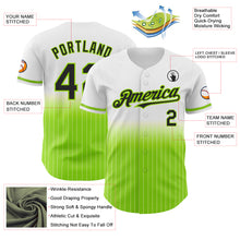 Load image into Gallery viewer, Custom White Pinstripe Black-Neon Green Authentic Fade Fashion Baseball Jersey
