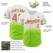 Load image into Gallery viewer, Custom White Pinstripe Pink-Neon Green Authentic Fade Fashion Baseball Jersey
