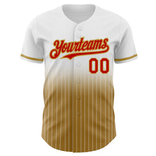 Load image into Gallery viewer, Custom White Pinstripe Red-Old Gold Authentic Fade Fashion Baseball Jersey
