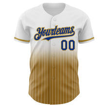 Load image into Gallery viewer, Custom White Pinstripe Royal-Old Gold Authentic Fade Fashion Baseball Jersey
