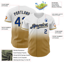 Load image into Gallery viewer, Custom White Pinstripe Royal-Old Gold Authentic Fade Fashion Baseball Jersey
