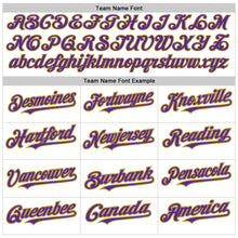 Load image into Gallery viewer, Custom White Pinstripe Purple-Old Gold Authentic Fade Fashion Baseball Jersey
