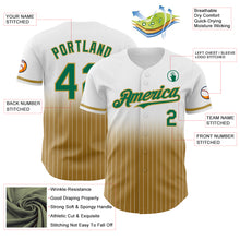 Load image into Gallery viewer, Custom White Pinstripe Kelly Green-Old Gold Authentic Fade Fashion Baseball Jersey

