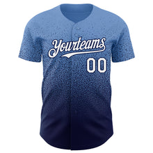 Load image into Gallery viewer, Custom Powder Blue White-Navy Authentic Fade Fashion Baseball Jersey
