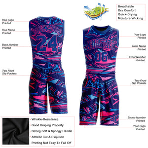 Custom Figure Royal-Pink Round Neck Sublimation Basketball Suit Jersey