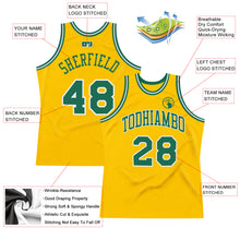 Load image into Gallery viewer, Custom Gold Kelly Green-White Authentic Throwback Basketball Jersey
